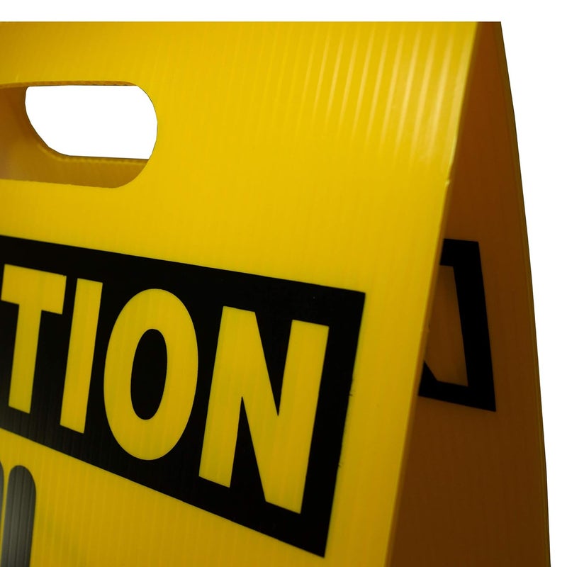 NMC FS8 CAUTION DO NOT ENTER Sign with Graphic - 12 in. x 19 in. Corrugated Plastic, Double-Sided Floor Sign with Black on Yellow - Image 3